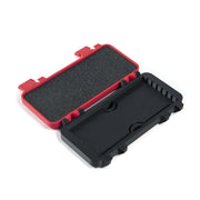 TSPROF plastic case for abrasives, opened, showing special variable depth insert, white background