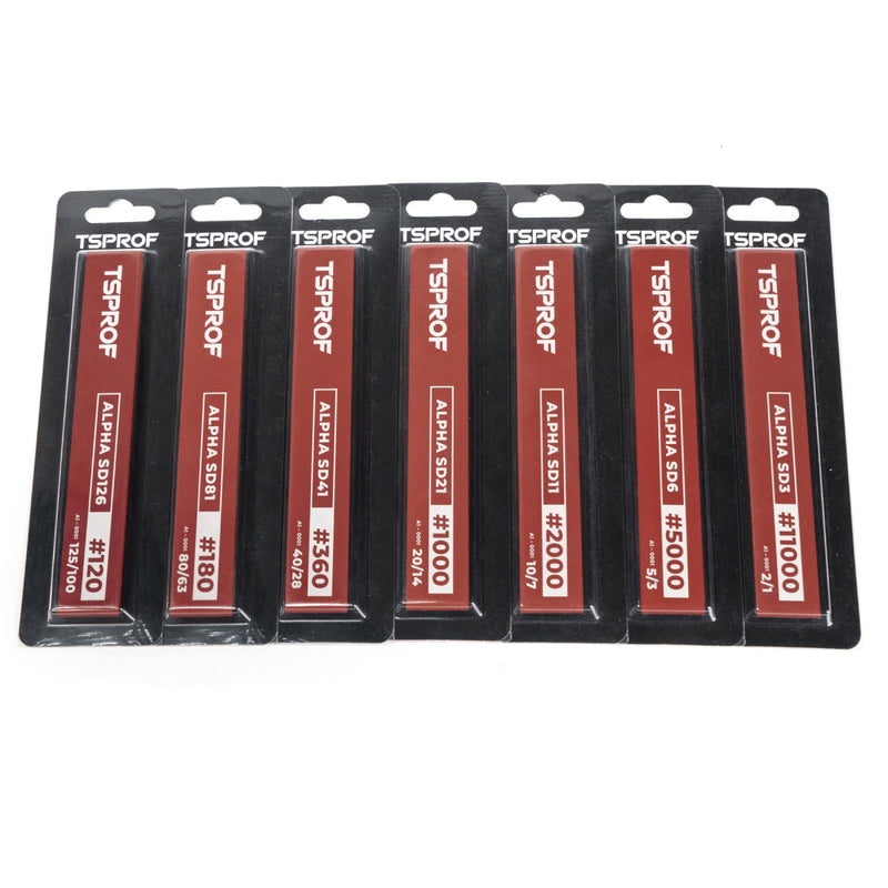 TSPROF Alpha Set Of Resin Diamond Sharpening Stones, 6", SD126 — SD3, 120 — 11000 Mesh Grit (7 pcs.)